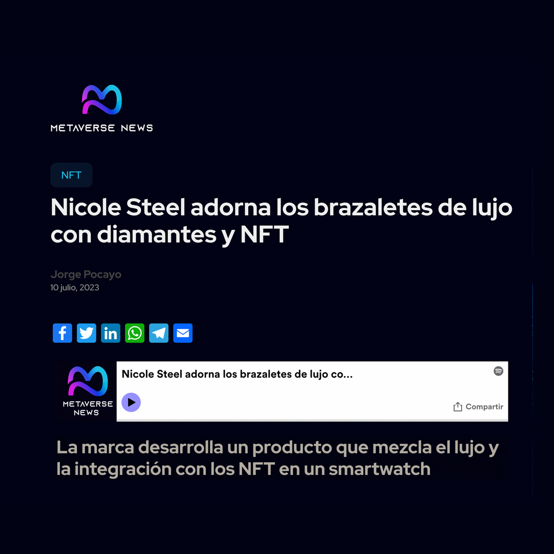 Nicole Steel fot metaverse news - diamonds cuffs and NFT